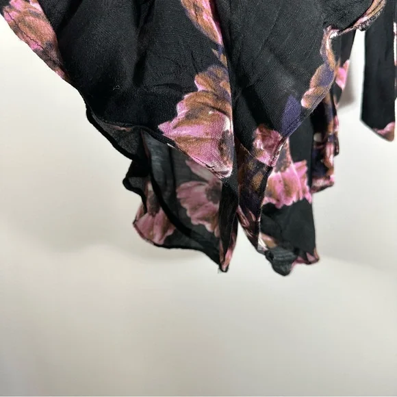 FREE PEOPLE All the Right Ruffles Floral Romper Black Brown Pink Size Small - Picture 9 of 15